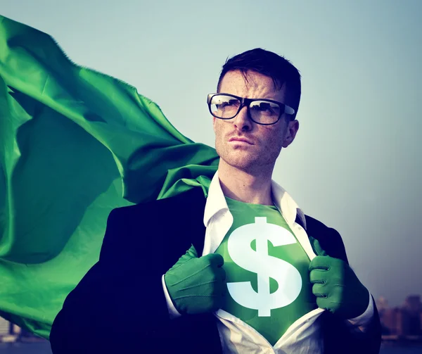 Superhero Businessman with Currency Sign — Stock Photo, Image