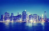 Картина, постер, плакат, фотообои "new york city panorama at night", артикул 60081753