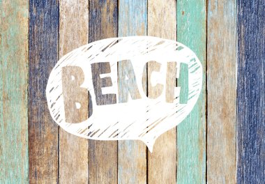Word'ün ahşap tahta ve Beach