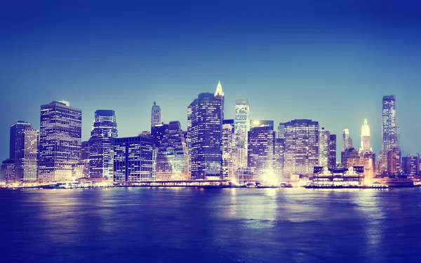Панорама Нью-Йорка на ніч — стокове фото
