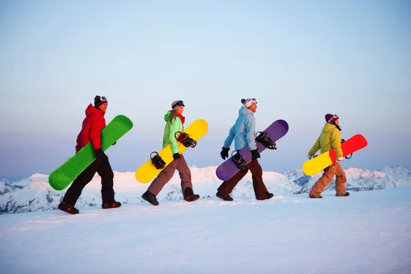 Grupa snowboardzistów — Zdjęcie stockowe