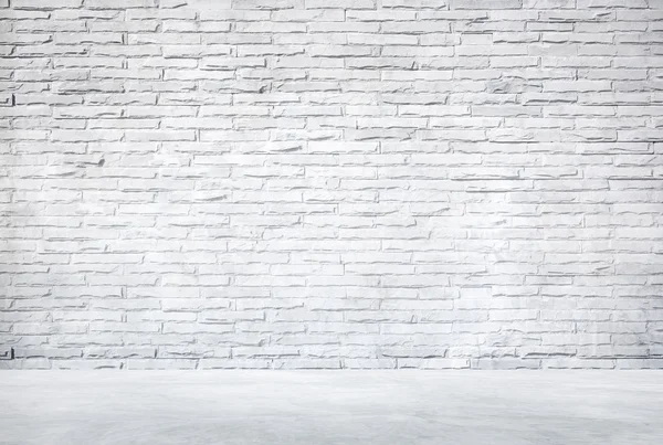 White Brick Wall and Cement Floor — Stock Photo, Image