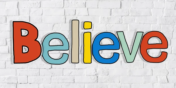 Believe Word and Brick Wall — Stock Photo, Image