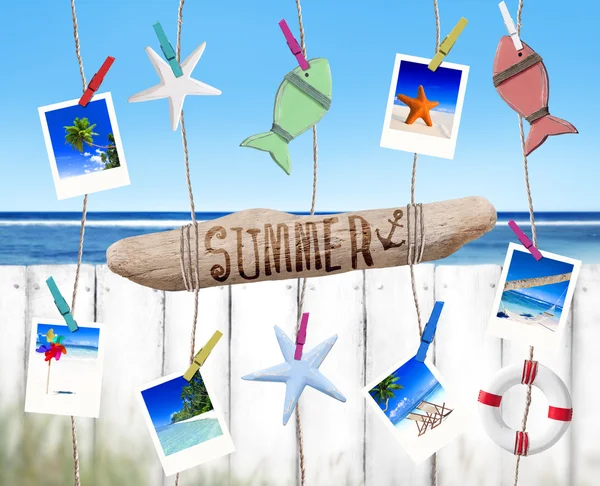 Objects Hanging by the Beach — Stock Photo, Image