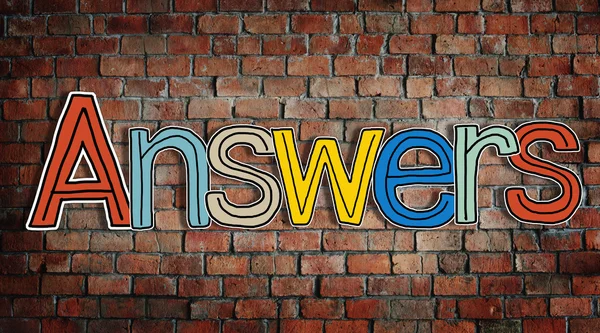 Answer word on brick wall — Stock Photo, Image