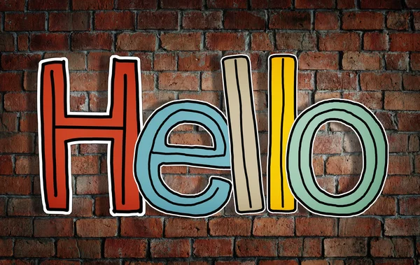 Word Hello on Brick Wall — Stock Photo, Image