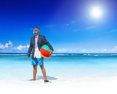 İşadamı tatile rahatlatıcı