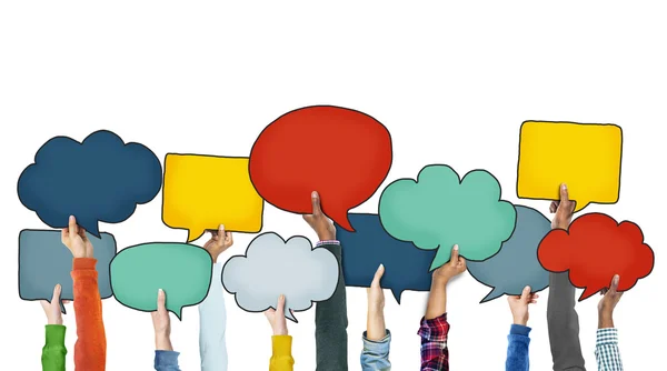 People Holding Colorful Speech Bubbles — Stock Photo, Image