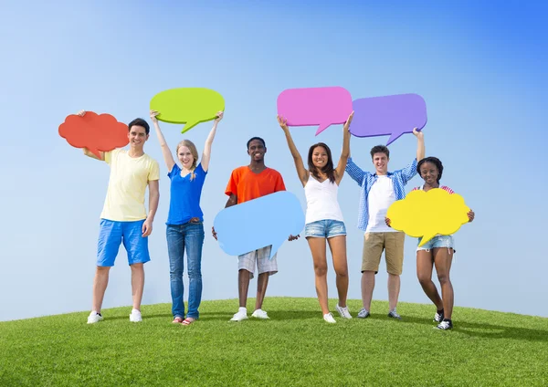 People with speech bubbles — Stock Photo, Image