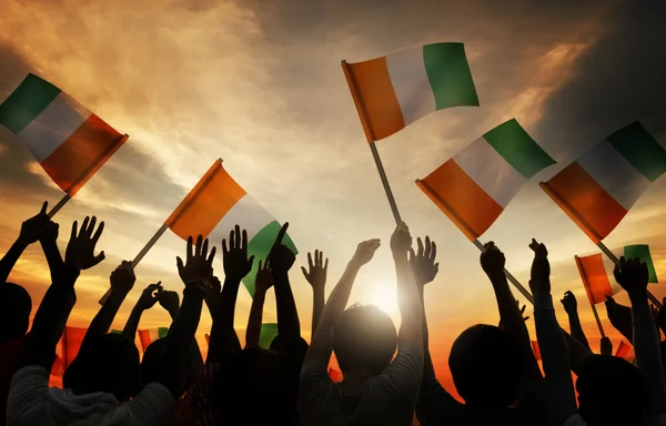 People Holding Flags of Ireland — Stock Photo, Image