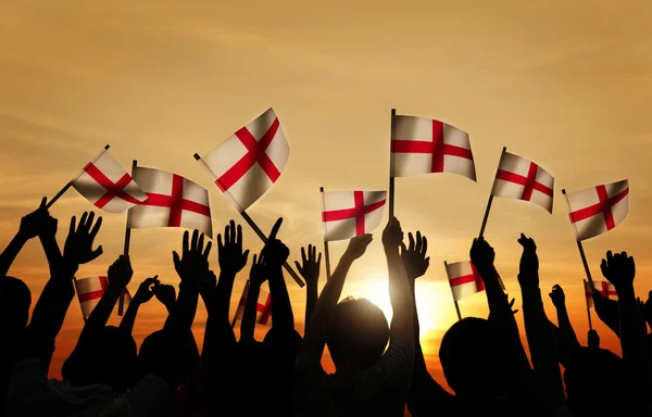 People Holding Flags of England — Stock Photo, Image