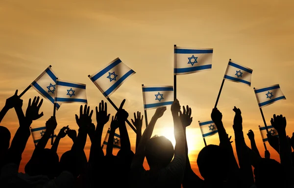 People Waving the Flags of Israel — Stock Photo, Image