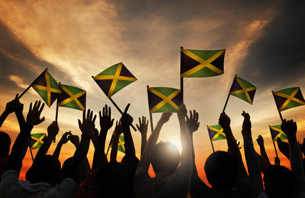 People Waving Flags of Jamaica