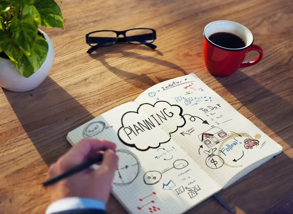 Man writing Planning for Work — Stock Photo, Image