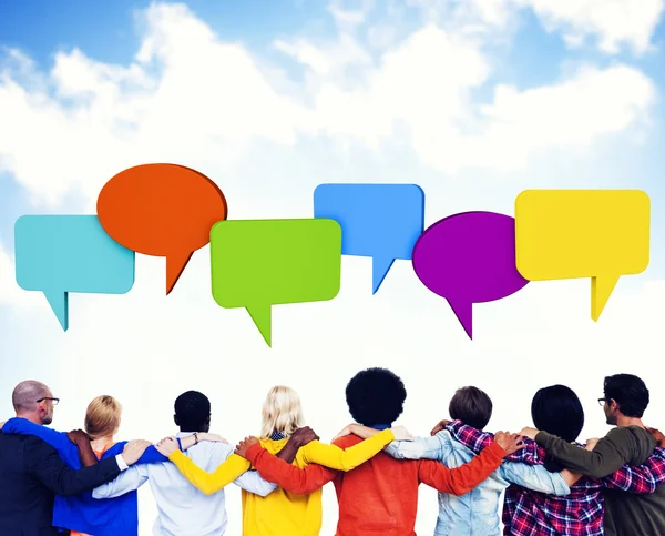 Crowd with speech bubbles — Stock Photo, Image