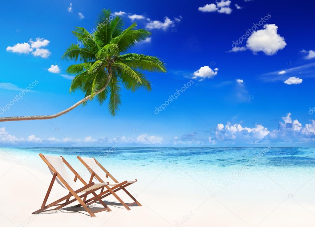 Tropical Beach with two chairs
