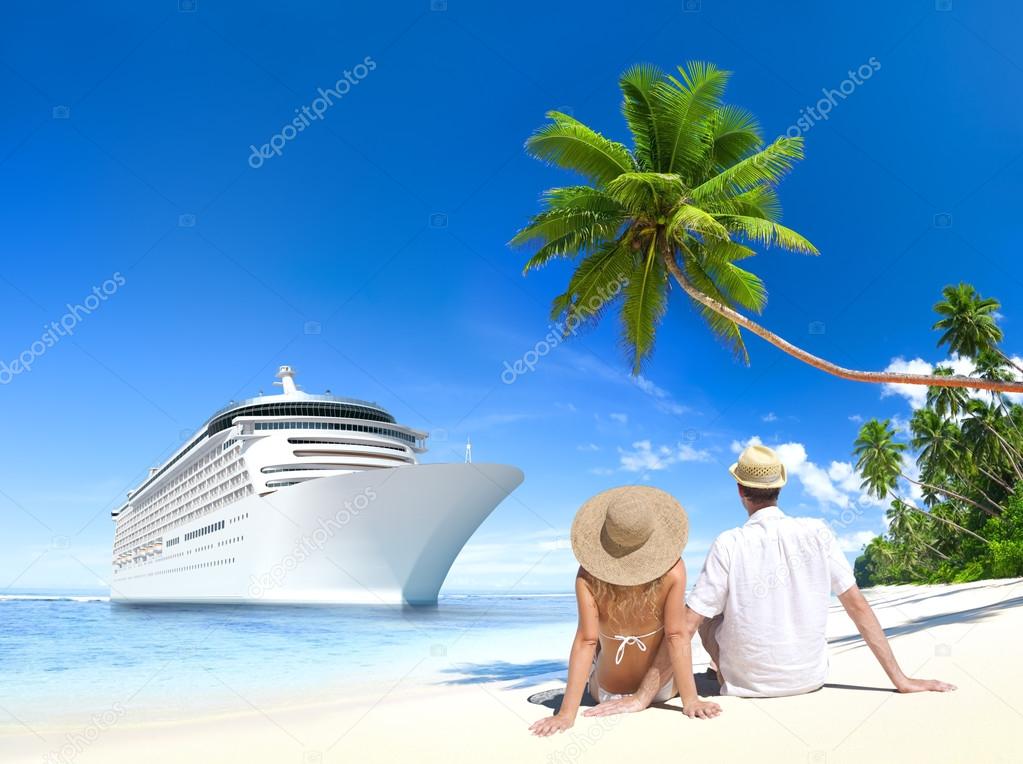 Love Couple sitting at beach