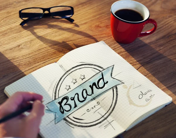 Uomo con Brand Concept — Foto Stock