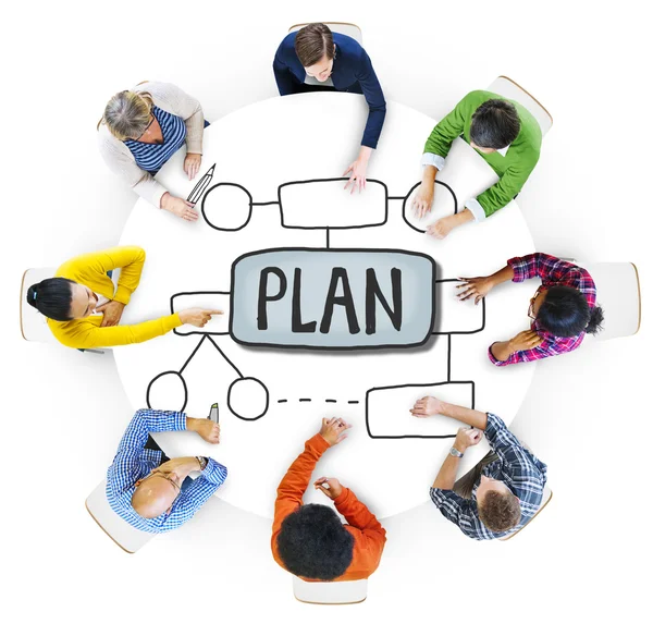 Människor Brainstorming om Plan — Stockfoto