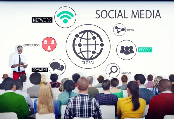 People in Seminar About Social Media — Stock Photo, Image