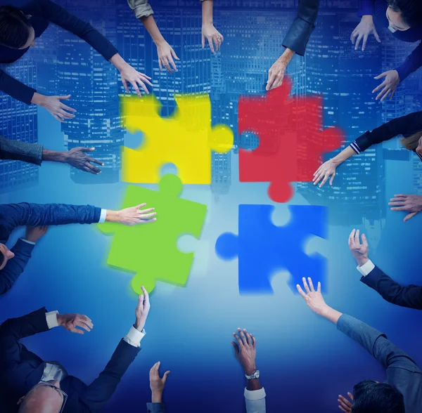 Puzzle-Support-Team — Stockfoto