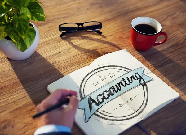 Businessman Writing Word 'Accounting' — 图库照片