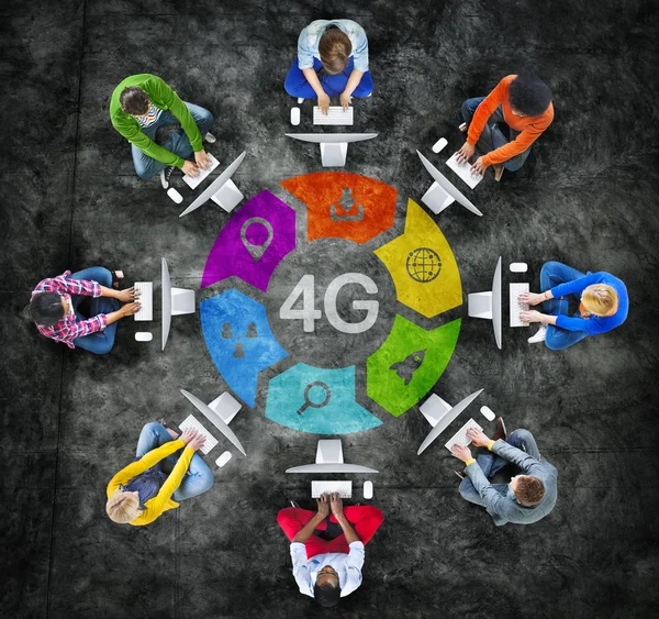 Group of People Connecting 4G — Stock Photo, Image