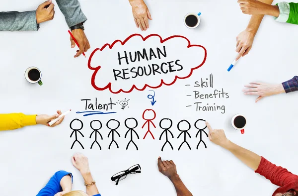 Manos con conceptos de recursos humanos — Foto de Stock