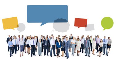 Konuşma baloncukları olan iş adamları