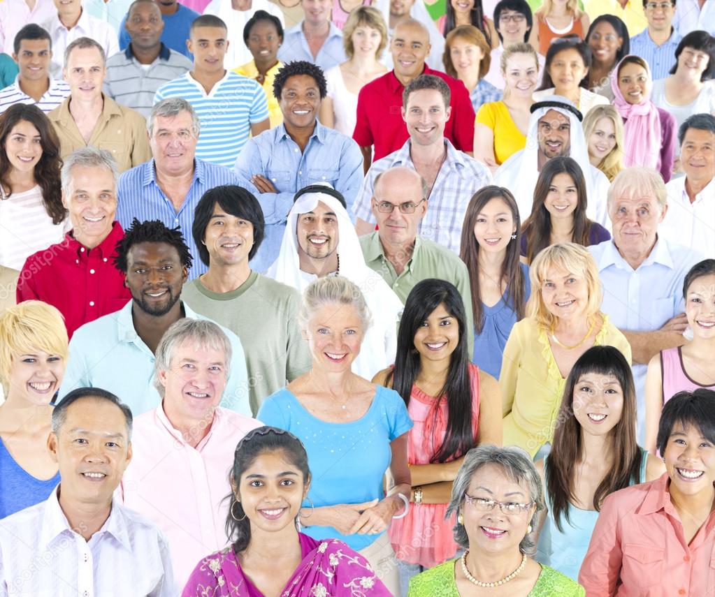 Large multi-ethnic group of people