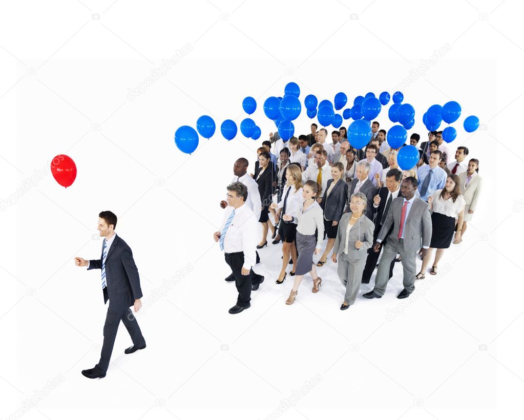 Business people with balloons