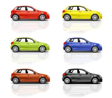 Collection of 3D Hatcback Cars clipart