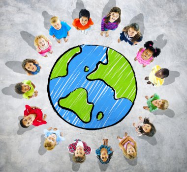 Grup çocuk ile dünya