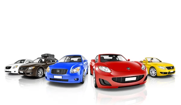 Colorful Cars in Row — Stock Photo, Image