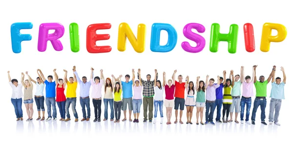 People holding hands together for friendship — Stock Photo, Image