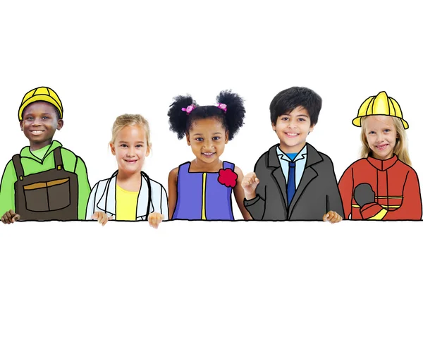 Kinderen met professionele bezetting concepten — Stockfoto