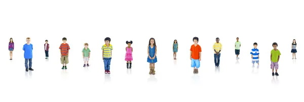 Children in a Row Smiling — Stock Photo, Image