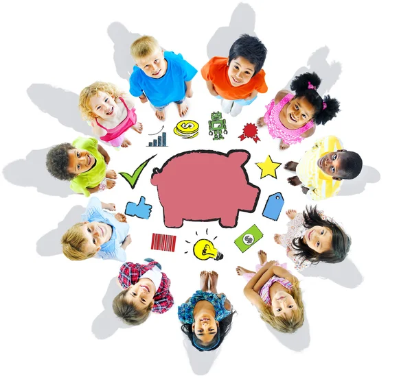 Group of Children and Saving Concept — Stock Photo, Image