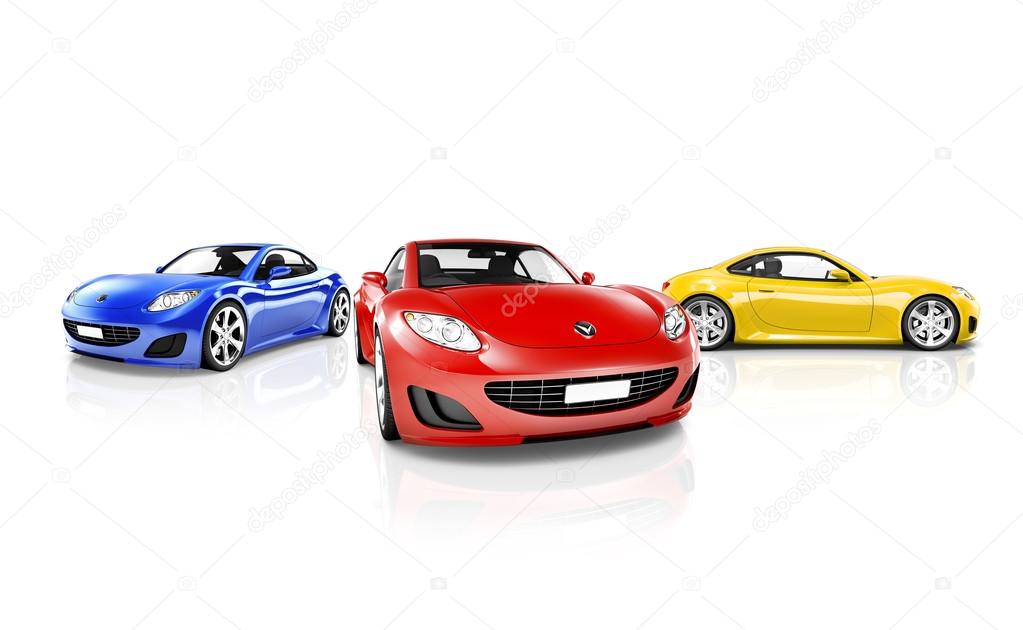 Red Blue and Yellow Sport Cars