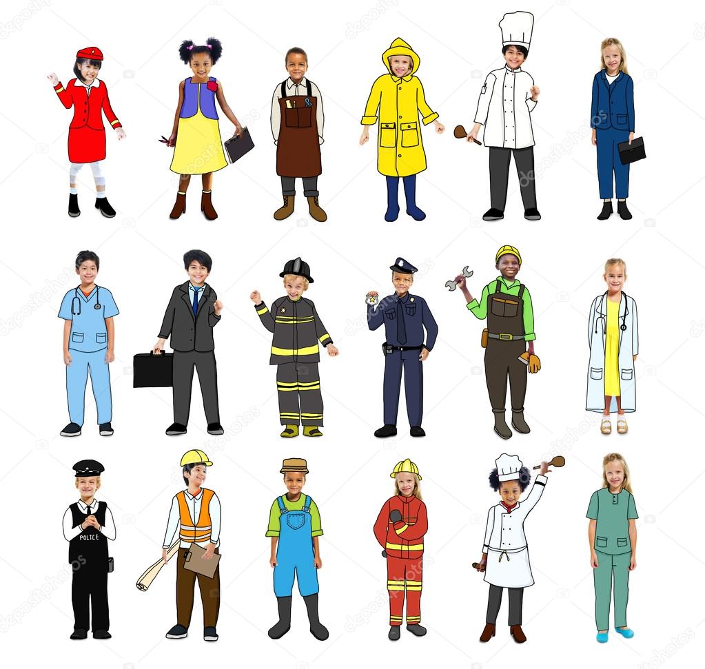 Children with Various Occupations Concept