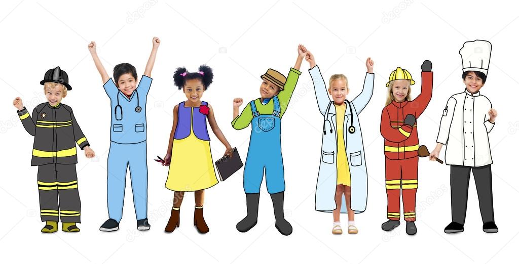 Children with Various Occupations Concept