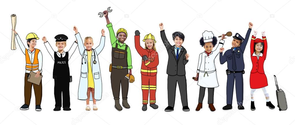 Children with Various Occupations Concept