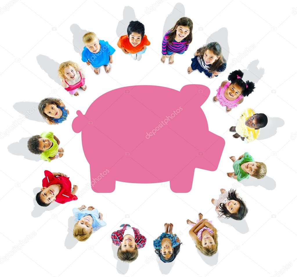 Group of Children and Savings Concepts