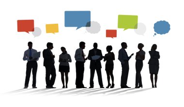 Konuşma baloncukları olan iş adamları