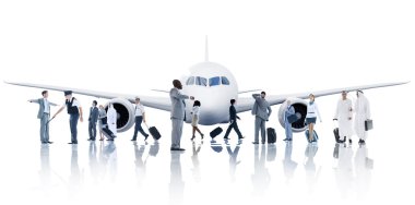 Business People with Airplane clipart