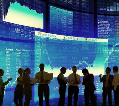 İş adamları Pazar kavramı stok