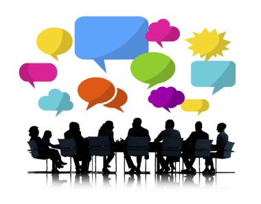 Konuşma baloncukları olan iş adamları