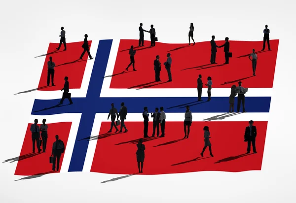 Empresarios con bandera de Noruega —  Fotos de Stock