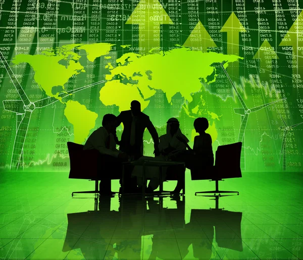 Business People on Green World Economic — Stock Photo, Image