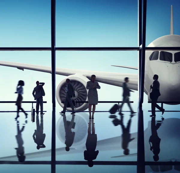 Grupo de Empresários com Conceito de Avião — Fotografia de Stock